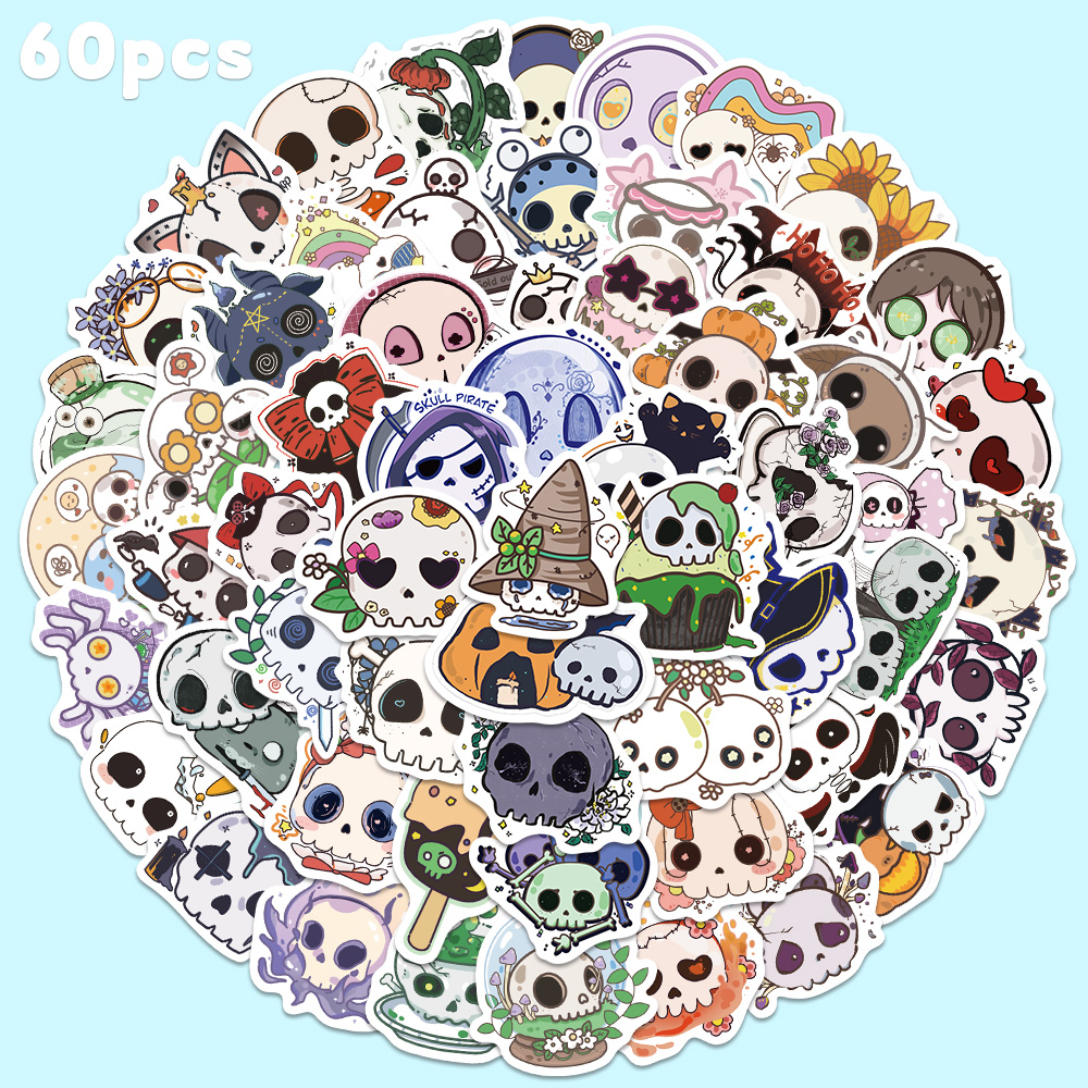 Sticker Luggage Decorative - 60pcs Halloween Skull Sticker Cartoon Ghost