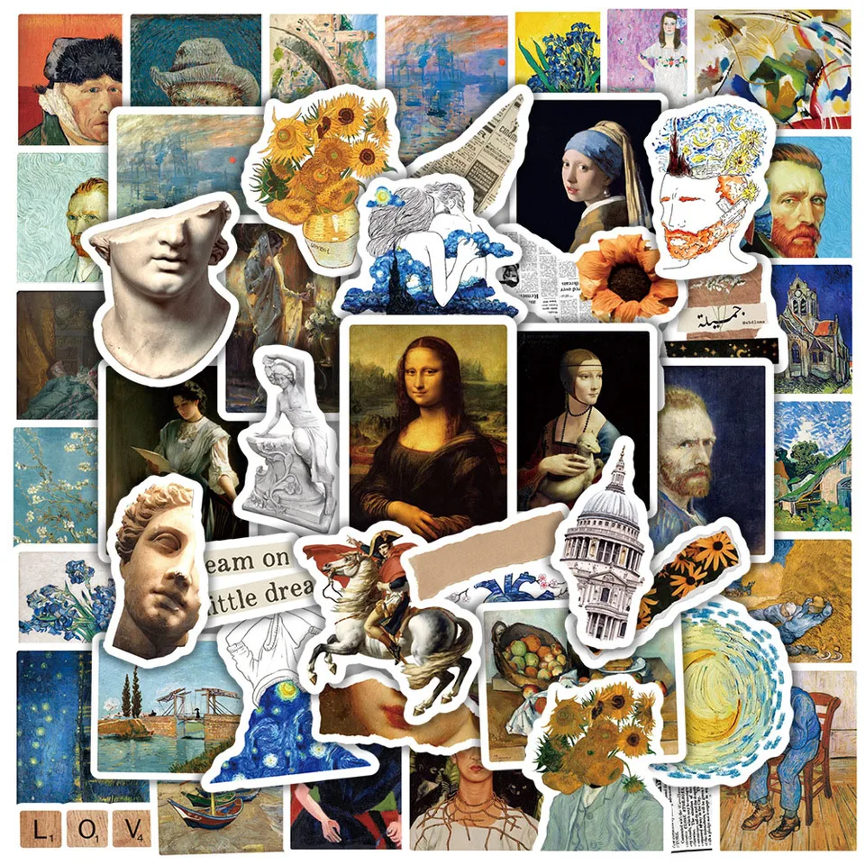 Sticker Luggage Decorative - 10/30/50pcs Vintage Oil Painting Stickers Aesthetic