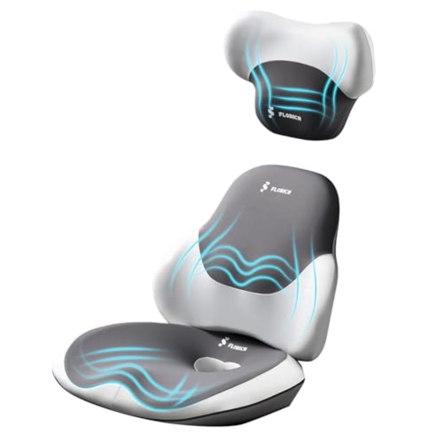 Neck Pillow Memory Foam - Office Chair Seat Cushion with Lumbar