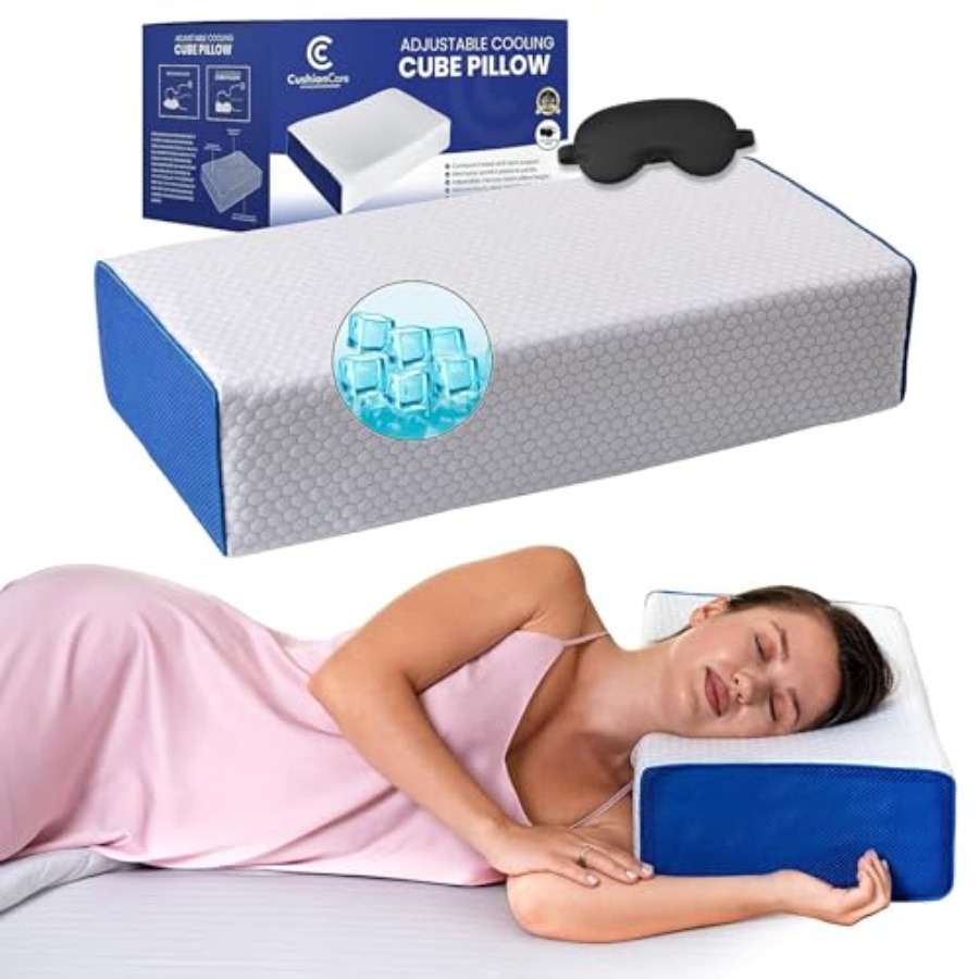 Neck Pillow Memory Foam - Cube Pillow for Side Sleepers Adjustable
