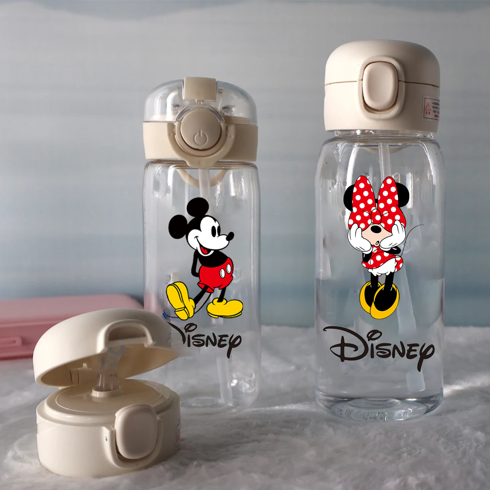 Travel Accessories Bottles - 400ML/600ML Disney Stitch Mickey Minnie Plastic