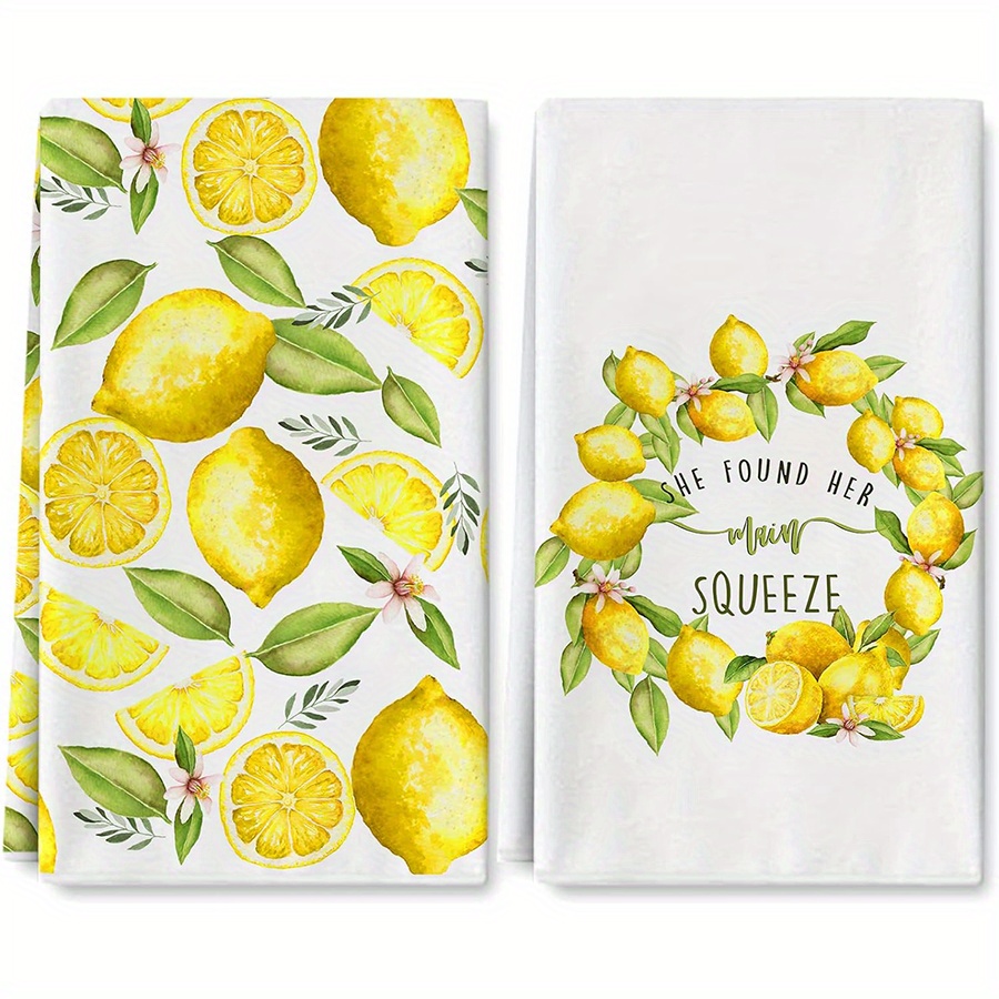 Travel Accessories Best - 2Pcs, Lemon Wreath Kitchen Towels, Best
