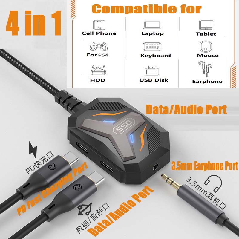 Cable Lock Combination - Type C Splitter USB C to