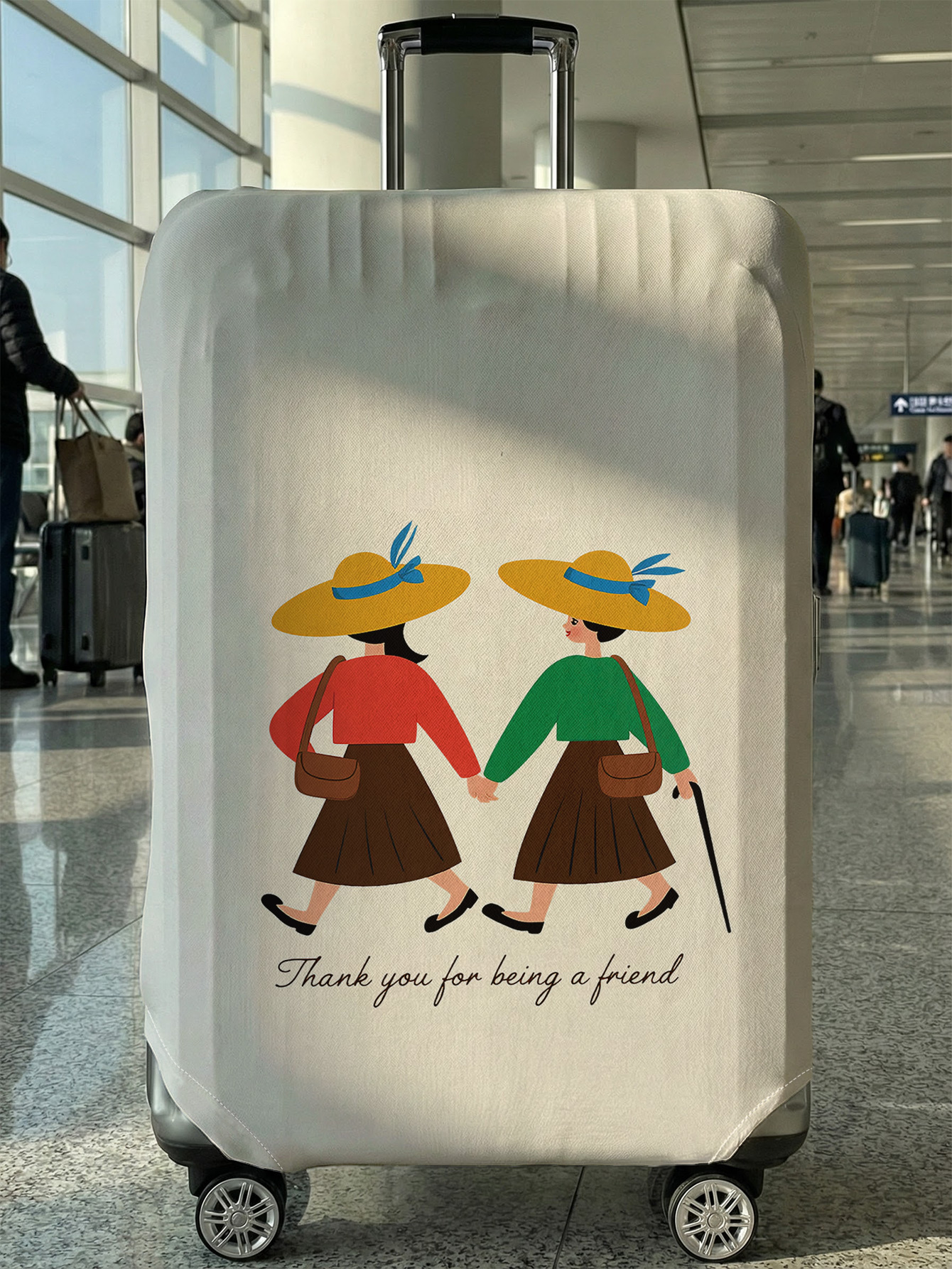 Travel Accessories Best - Best Friends Walking Illustration Luggage Cover,