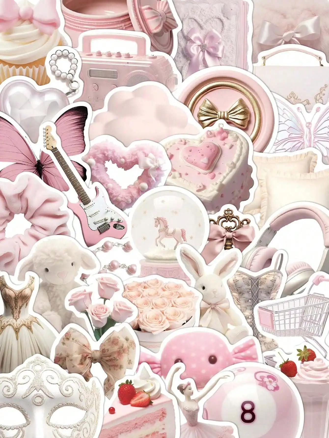 Sticker Luggage Decorative - 50pcs Pale Pink Color System Ballet