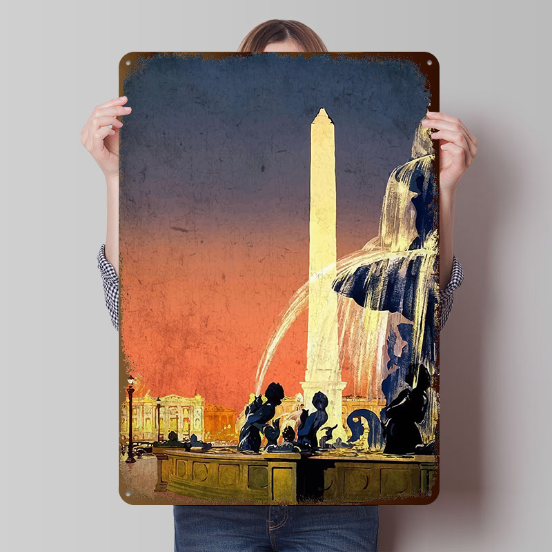 Travel Accessories For Europe - Travel View Poster Customized Vintage Metal