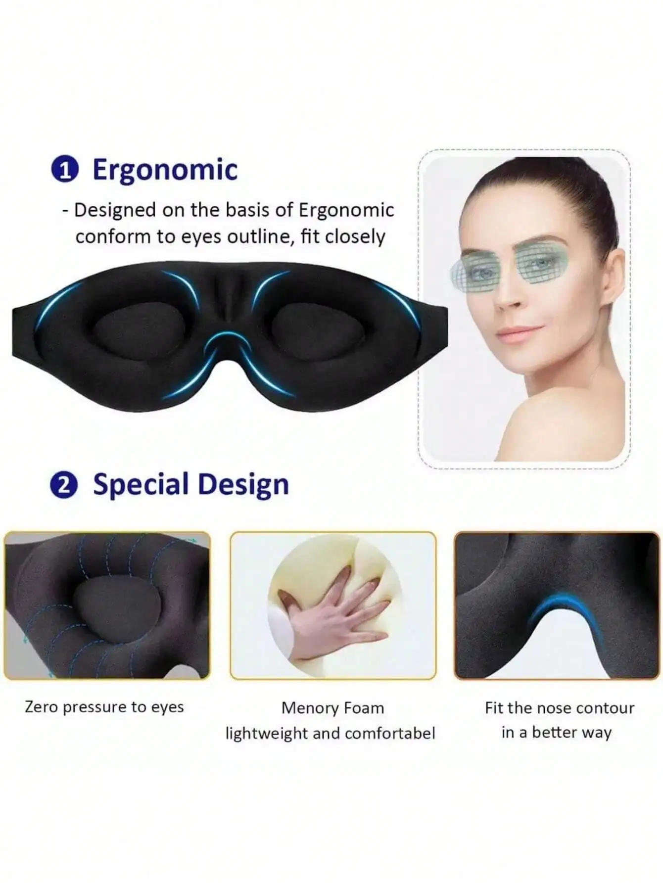 1pc 3D Sleep Mask Natural Slee - Eye Mask Sleep Travel incelemesi ve fiyatı