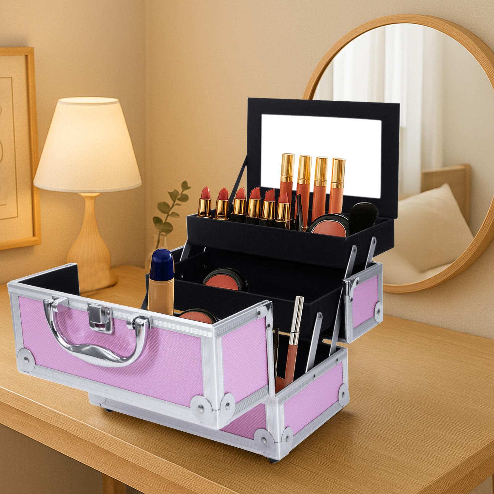 Pink Aluminum Alloy Makeup Cas - Travel Accessories Box incelemesi ve fiyatı