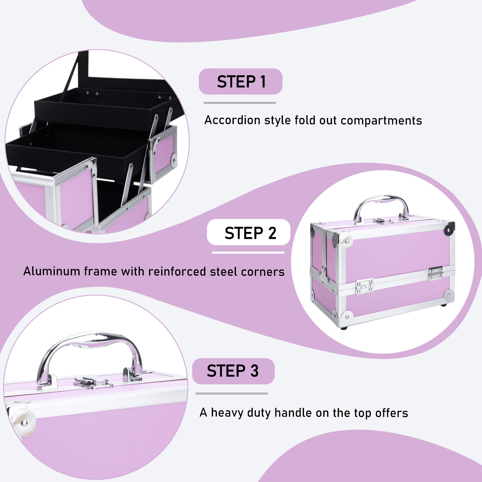 Pink Aluminum Alloy Makeup Cas - Travel Accessories Box incelemesi ve fiyatı