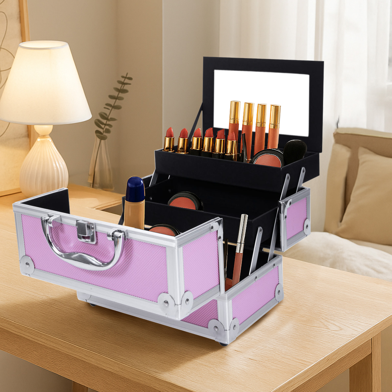 Pink Aluminum Alloy Makeup Cas - Travel Accessories Box incelemesi ve fiyatı