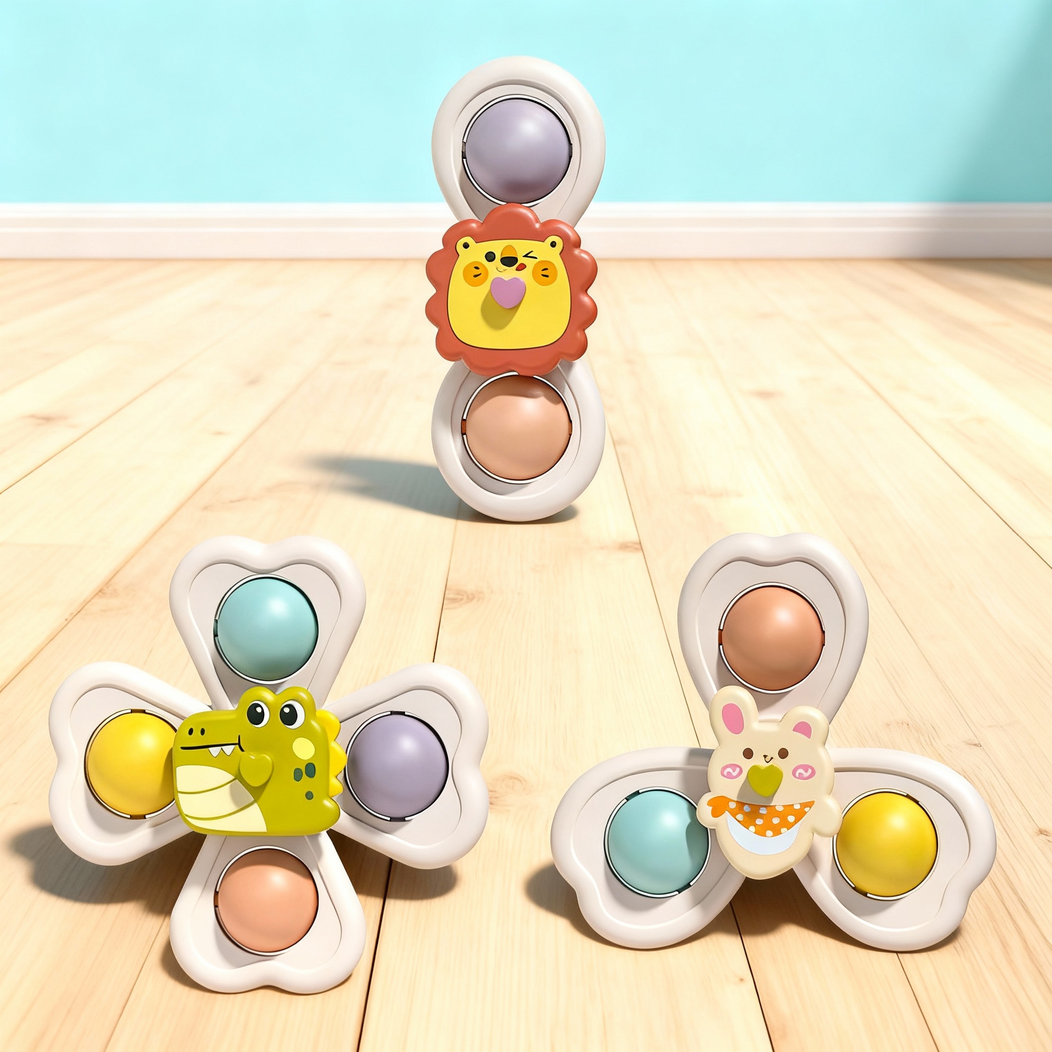 3PCS Suction Cup Rotating Toy  - Travel Accessories For Baby incelemesi ve fiyatı