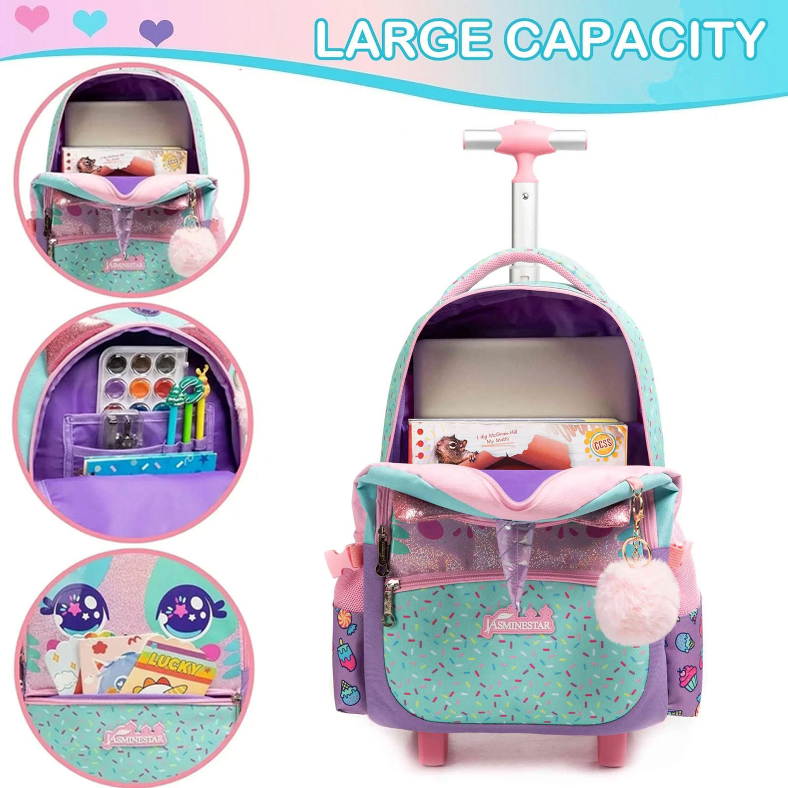 3PCS Cute Rolling Backpack for - Travel Accessories Toddler incelemesi ve fiyatı