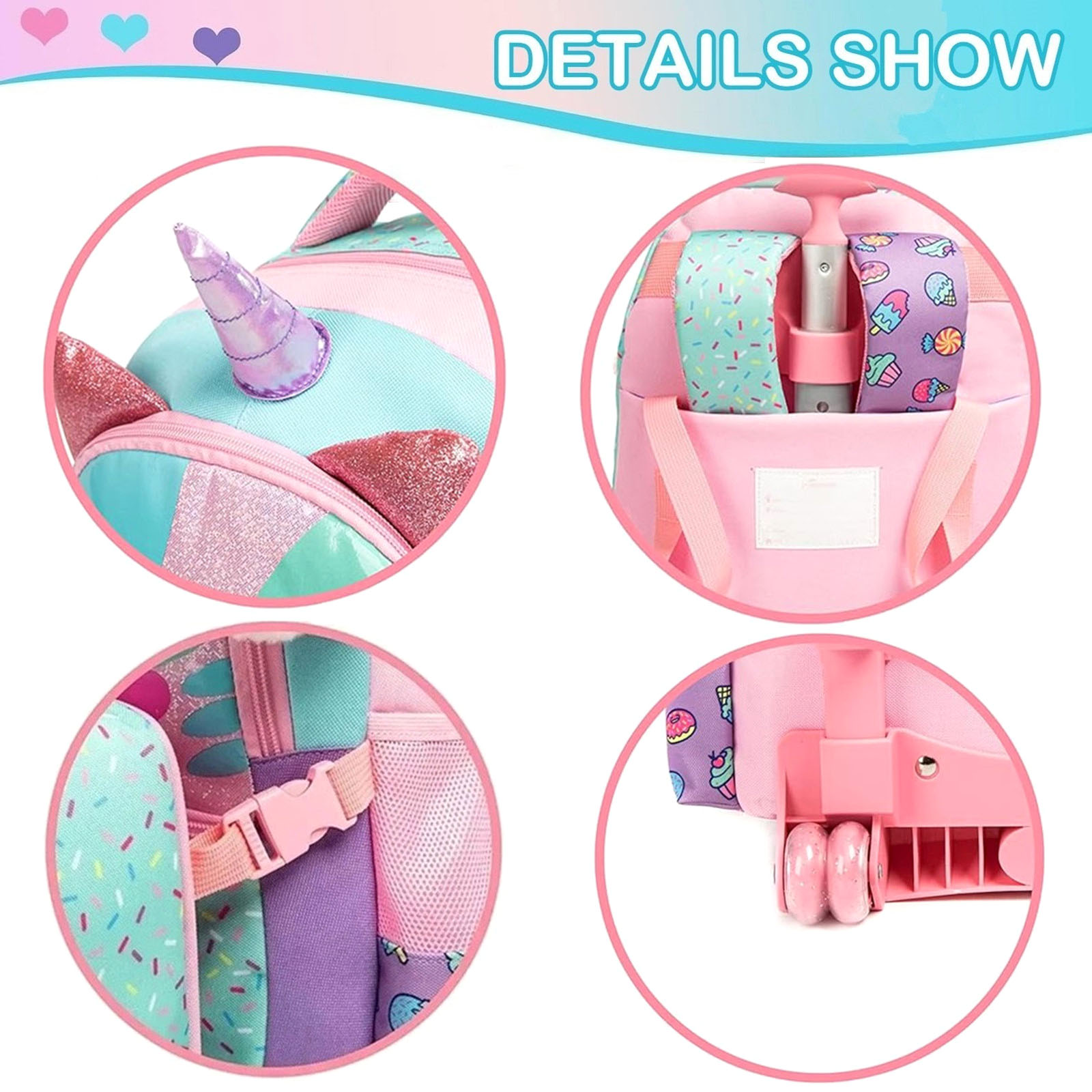 3PCS Cute Rolling Backpack for - Travel Accessories Toddler incelemesi ve fiyatı