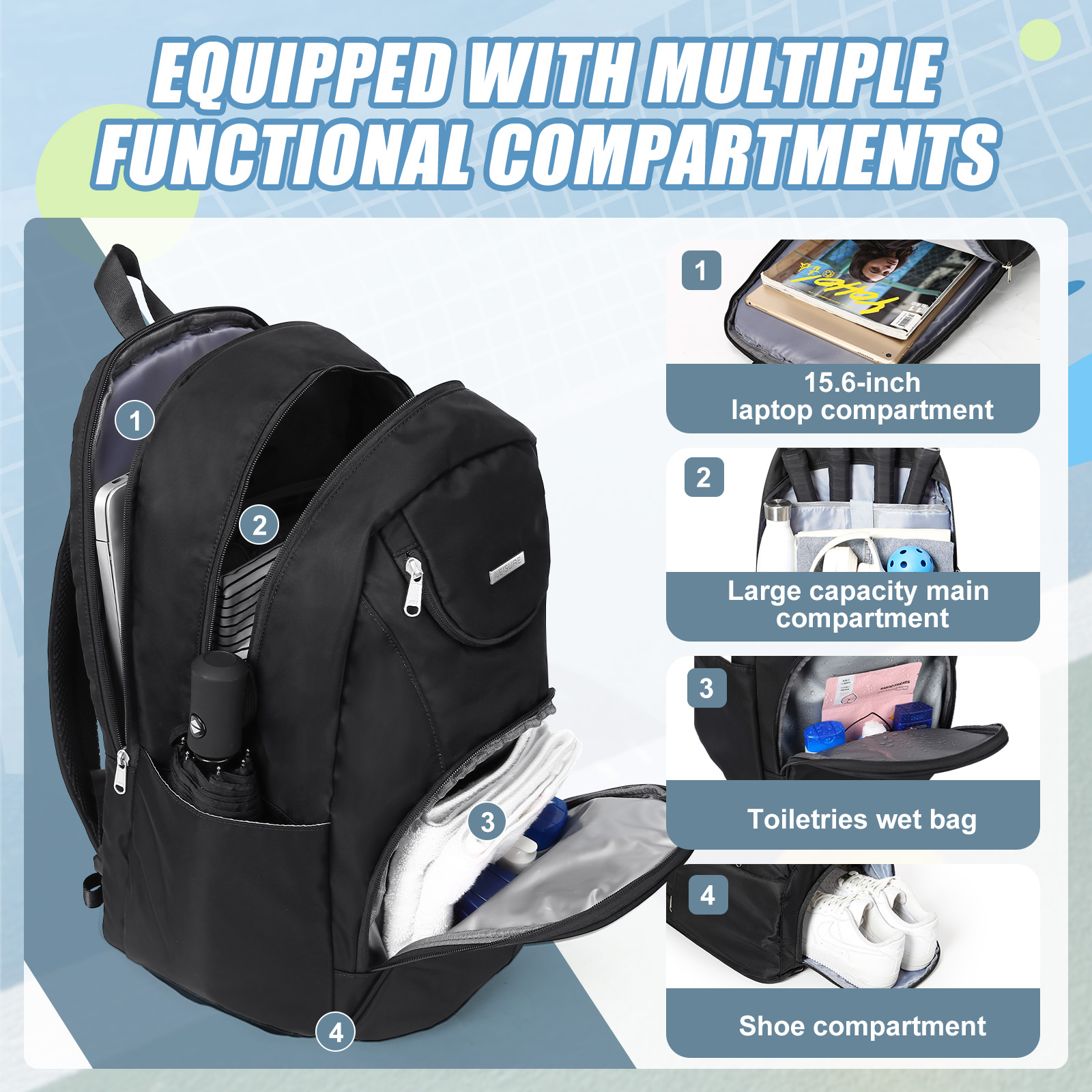 Tennis Bag Tennis Backpack 2 R - Shoe Bag Travel incelemesi ve fiyatı