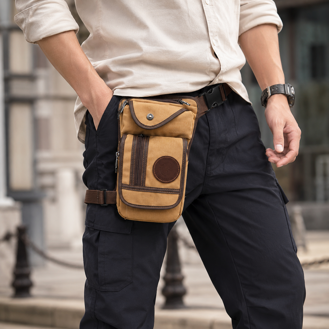 Vintage Canvas Leg Bag for Men - Travel Accessories Men incelemesi ve fiyatı