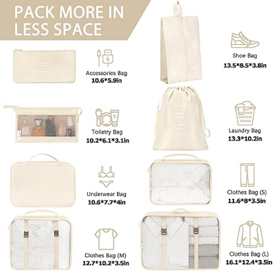 8 Set Packing Cubes for Travel - Shoe Bag Travel incelemesi ve fiyatı