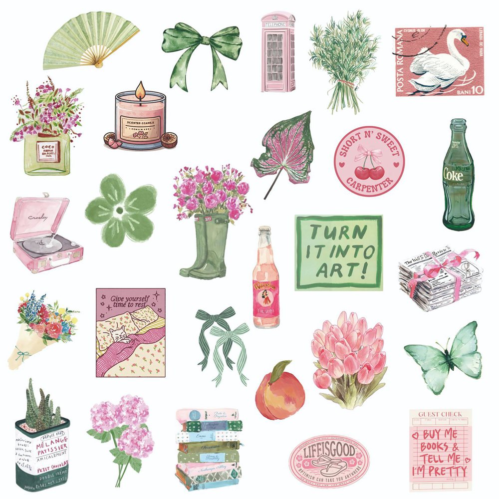 50pcs Ins Wind Pink Green Summ - Sticker Luggage Decorative incelemesi ve fiyatı