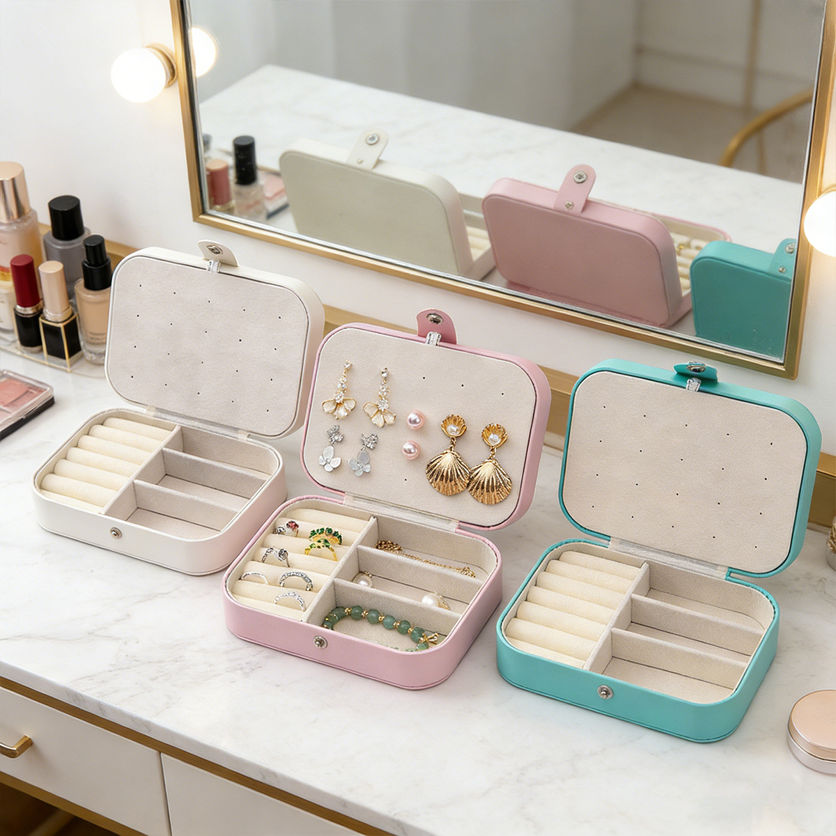 New Portable Multi-Compartment - Accessories Travel Jewelry Box incelemesi ve fiyatı