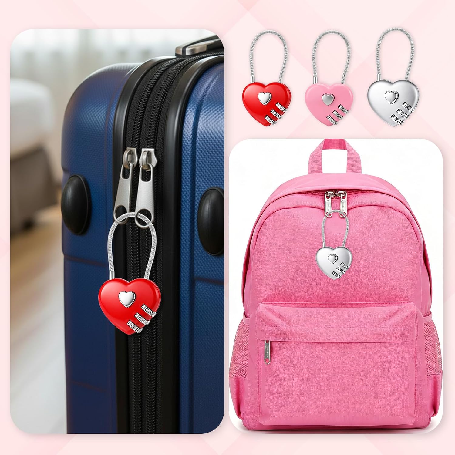 Pink Heart-Shaped 3-Digit Comb - Cable Lock Combination incelemesi ve fiyatı