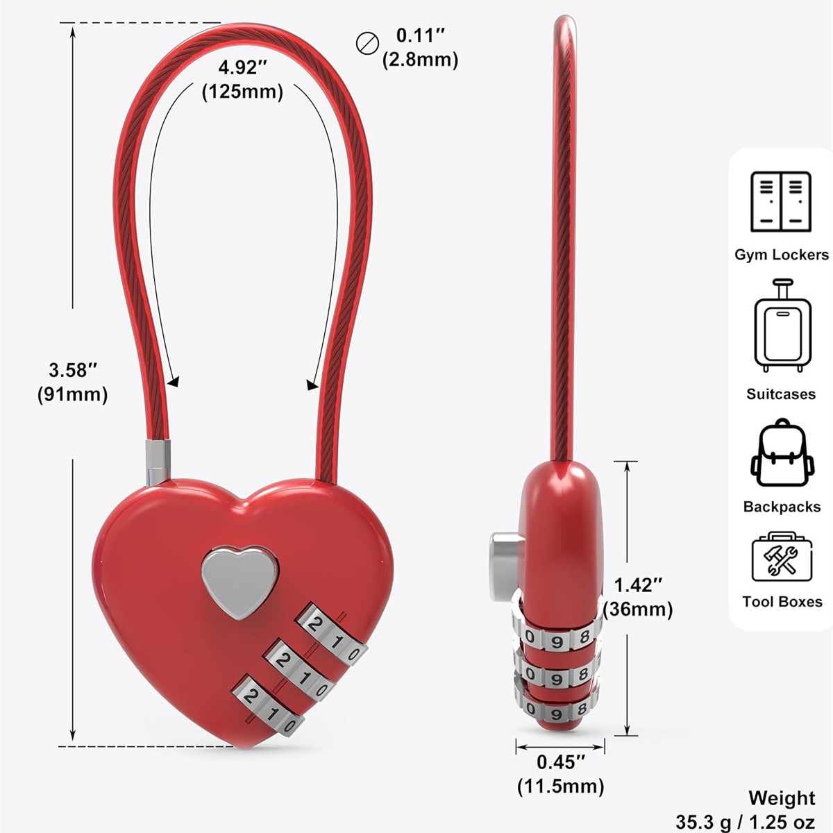 Pink Heart-Shaped 3-Digit Comb - Cable Lock Combination incelemesi ve fiyatı