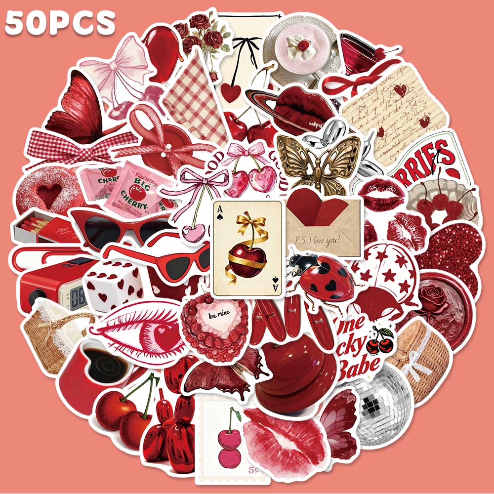 50pcs Cherry Coloured Graffiti - Sticker Luggage Decorative incelemesi ve fiyatı