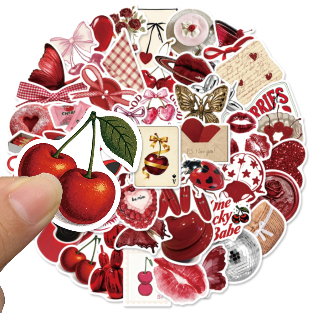 50pcs Cherry Coloured Graffiti - Sticker Luggage Decorative incelemesi ve fiyatı