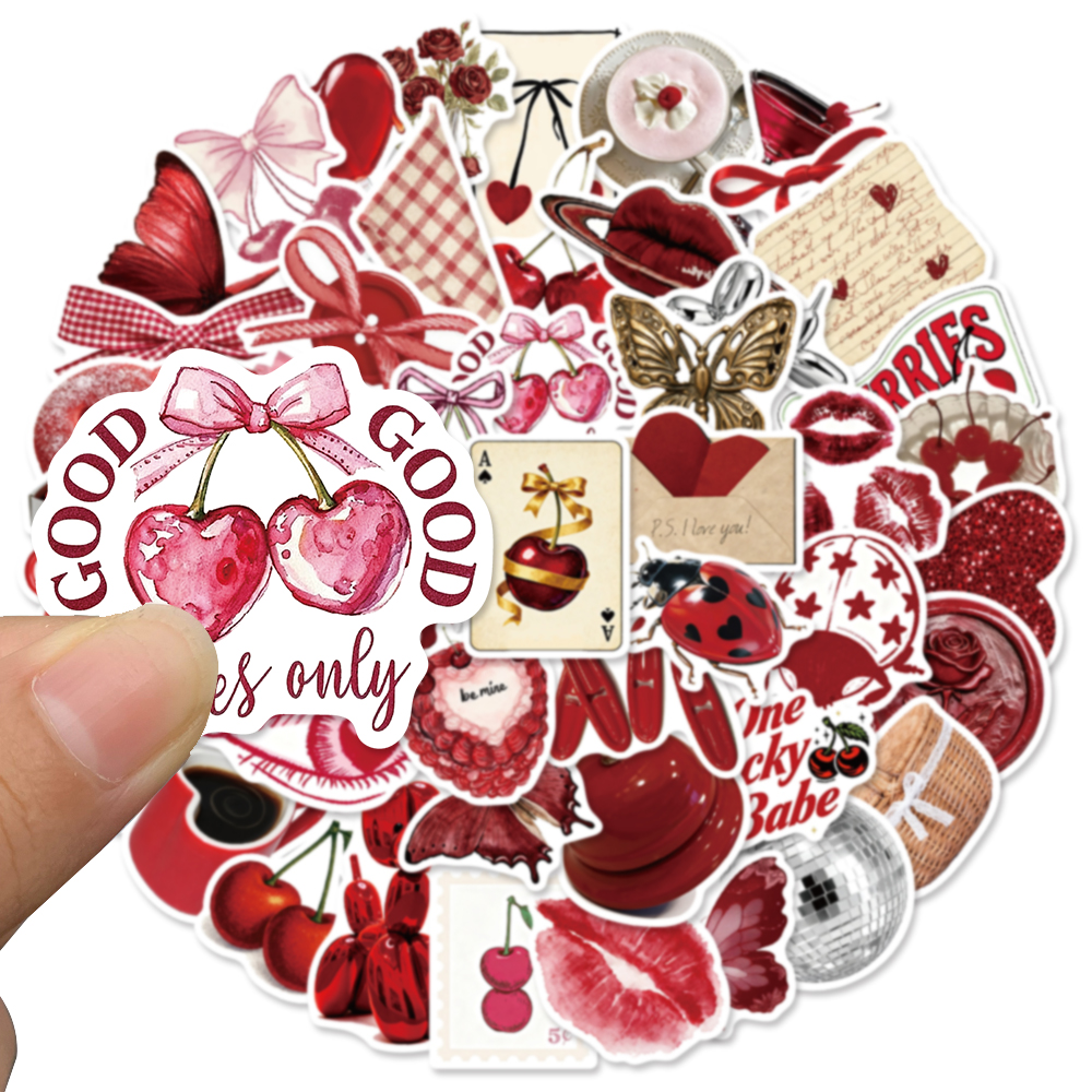 50pcs Cherry Coloured Graffiti - Sticker Luggage Decorative incelemesi ve fiyatı