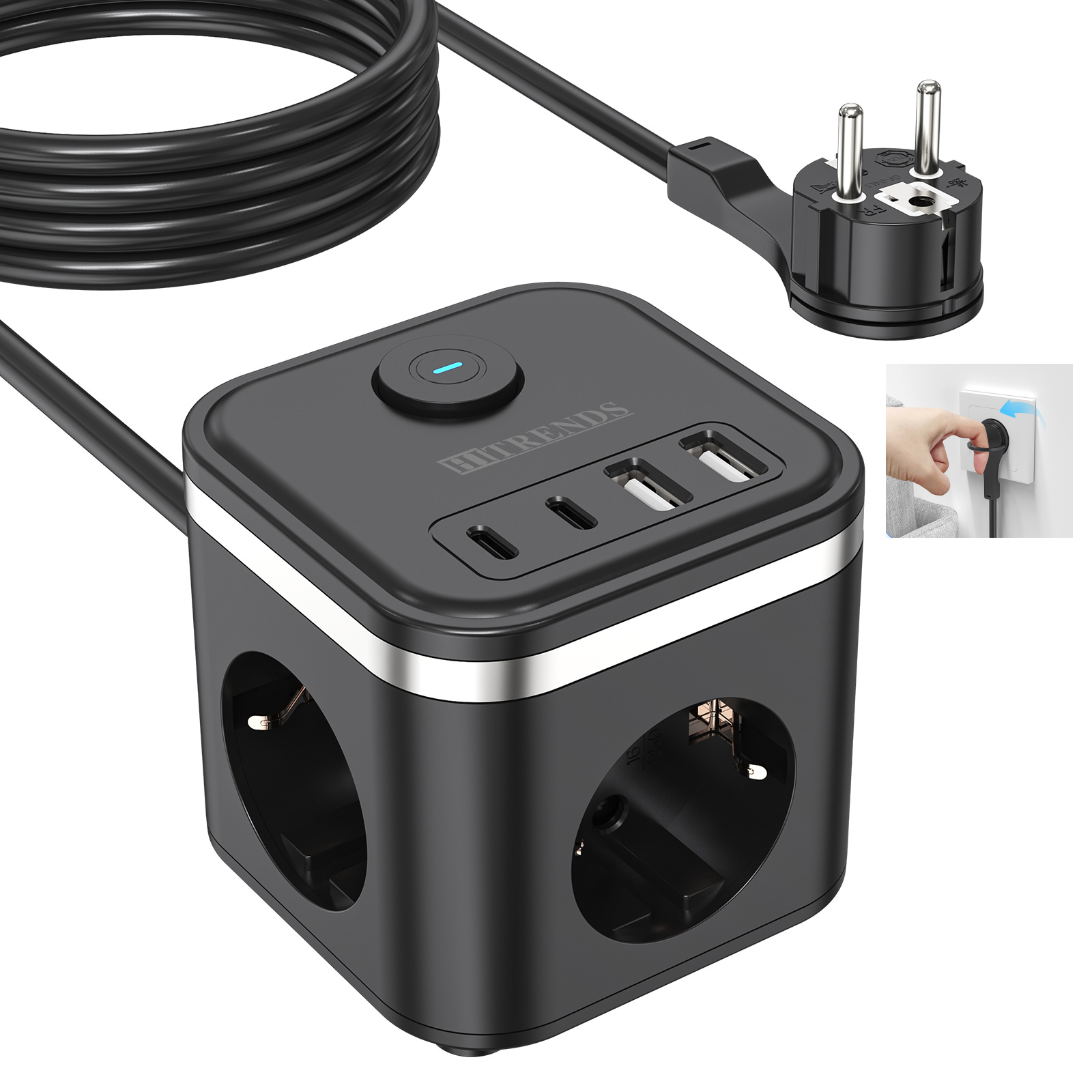 3680W EU Flat Plug Power Strip - Cable Lock Combination incelemesi ve fiyatı