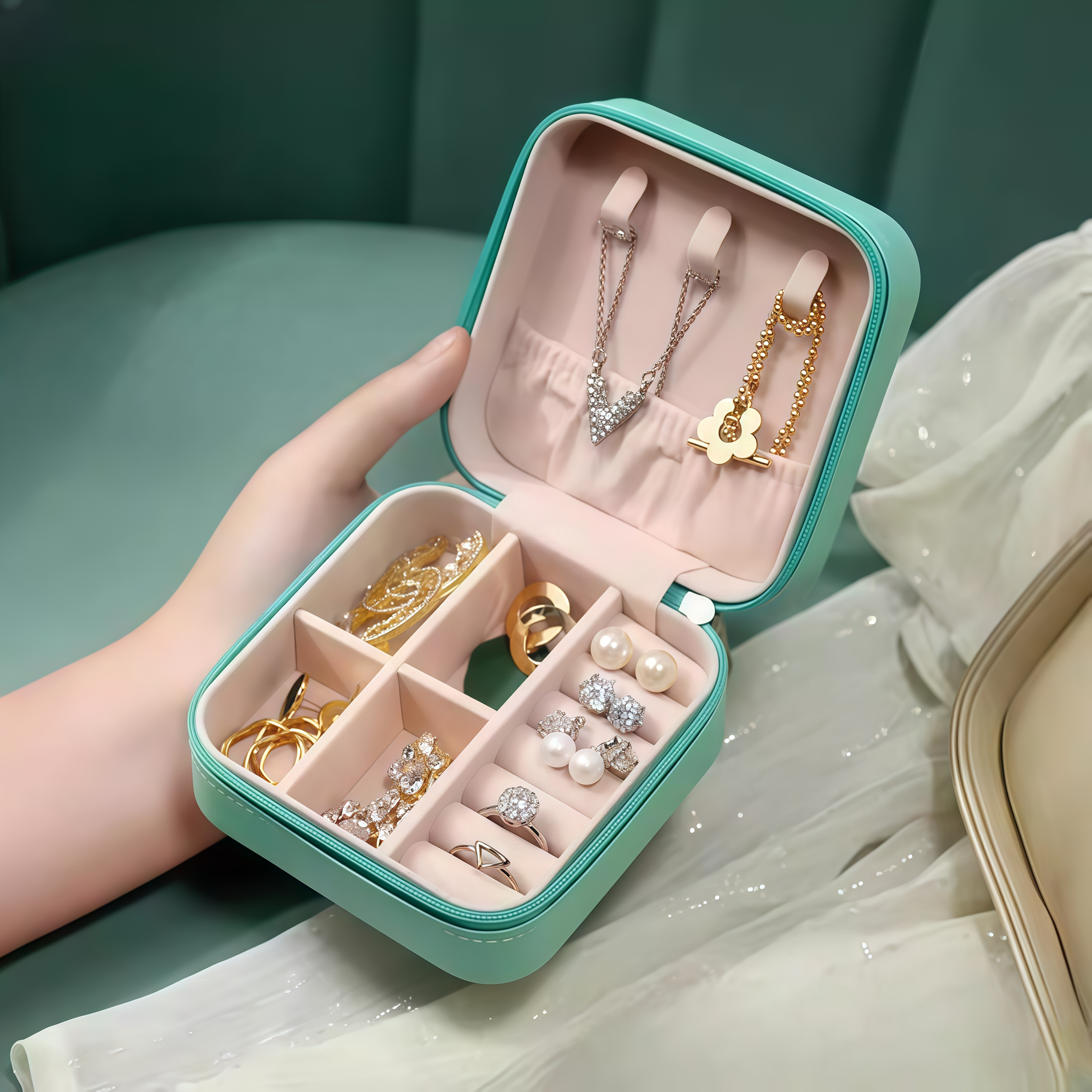 Simple And Portable Palm Jewel - Accessories Travel Jewelry Box incelemesi ve fiyatı