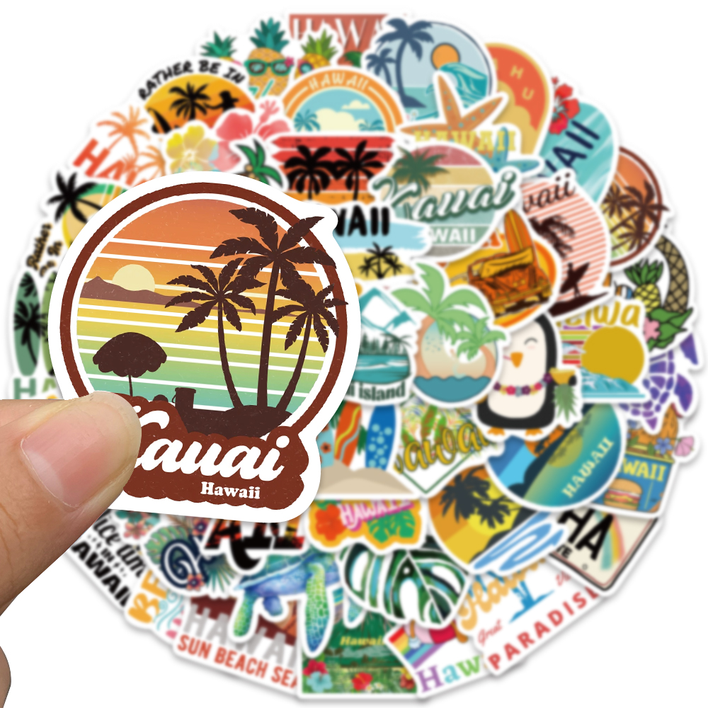 50pcs Hawaii Scenery Sticker C - Sticker Luggage Decorative incelemesi ve fiyatı