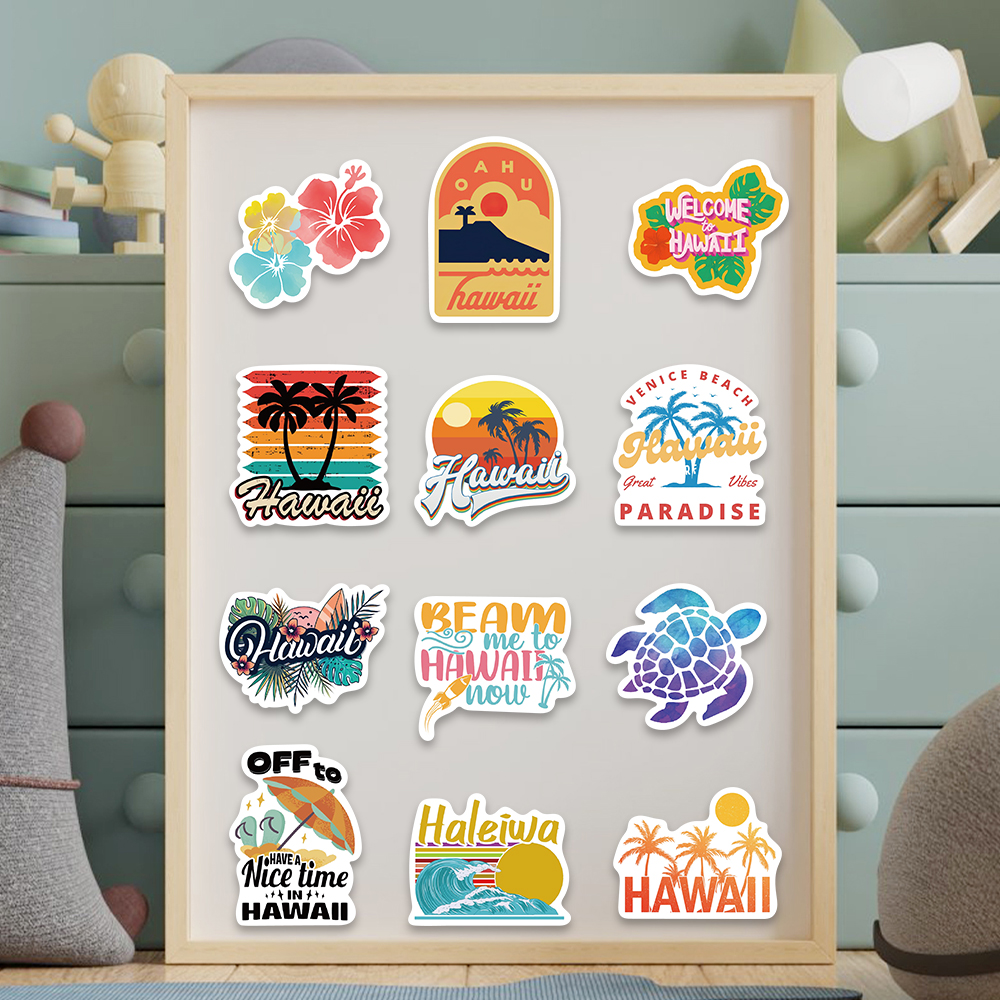 50pcs Hawaii Scenery Sticker C - Sticker Luggage Decorative incelemesi ve fiyatı