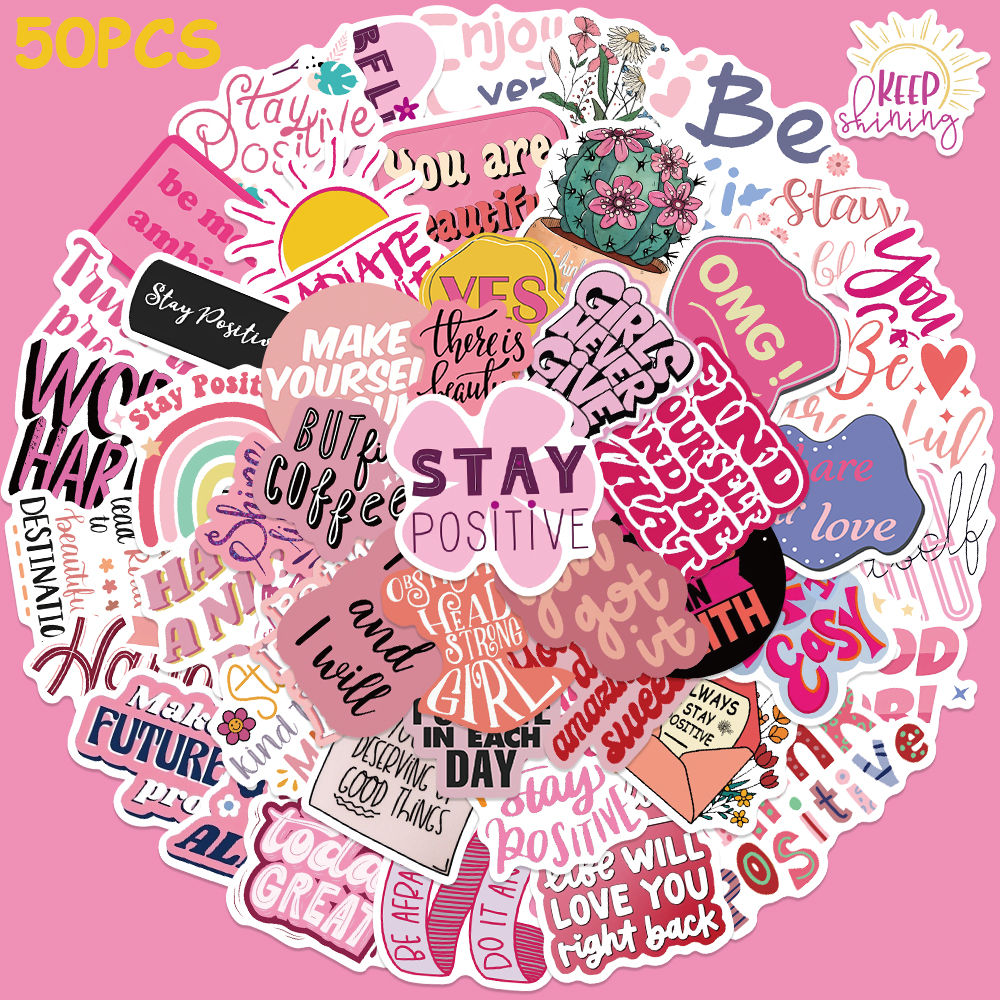 50pcs Pink Inspirational Phras - Sticker Luggage Decorative incelemesi ve fiyatı